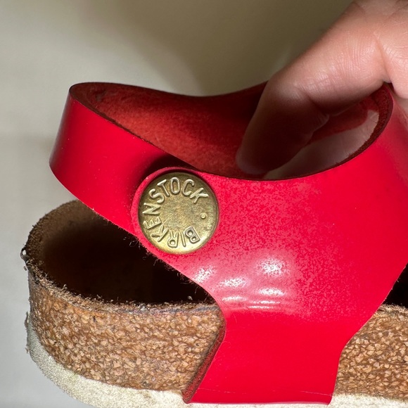 Birkenstock Sandals Red Toddlers Size 24 Toe Loop Adjustable Strap Summer Sun - Picture 7 of 7